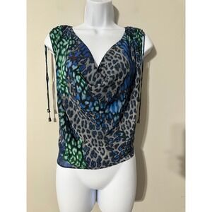 Vince Camuto Animal Print Cowl Neck Sleeveless Top Women's Size Medium